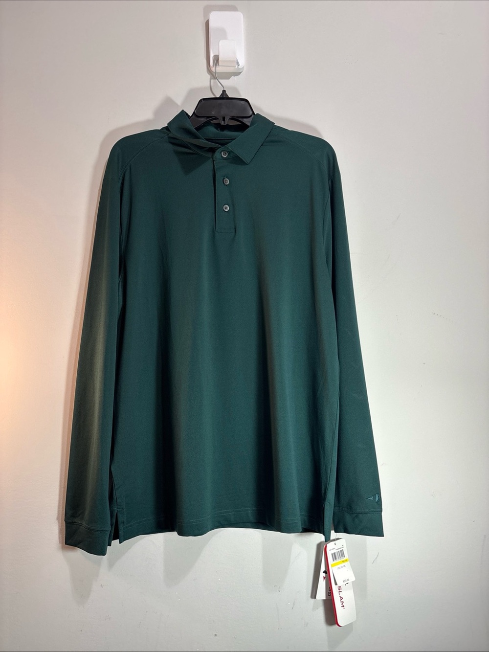 Grand slam NWT!! Men's Long-Sleeve Polo Shirt in Deep Green. 1352